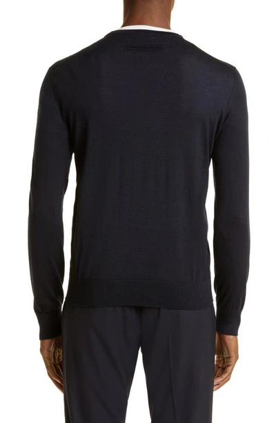 Zegna Men's Casheta Light Crewneck Long-sleeve Shirt In Navy