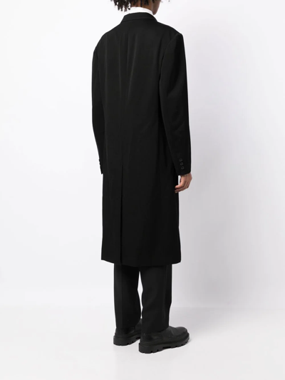 Shop Yohji Yamamoto Button-down Lapel Coat In Schwarz