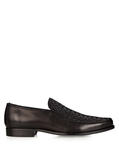 Bottega Veneta Intrecciato Leather Loafers In Black