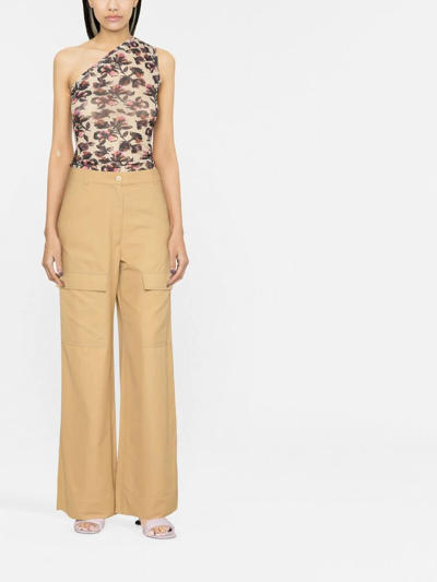 Stella Mccartney Wide-leg Flap-pocket Trousers In Neutrals
