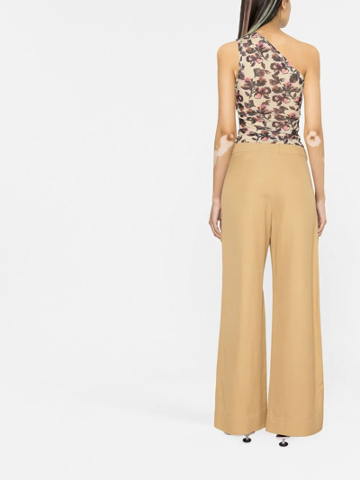 Shop Stella Mccartney Wide-leg Flap-pocket Trousers In Neutrals