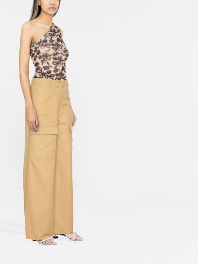 Stella Mccartney Wide-leg Flap-pocket Trousers In Neutrals