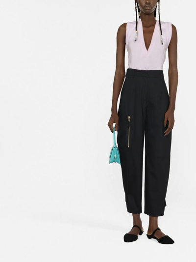 Blanca Vita Tapered-leg Cargo Trousers In Schwarz