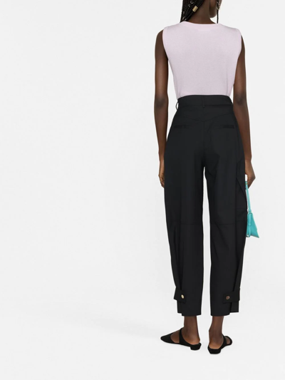 Blanca Vita Tapered-leg Cargo Trousers In Schwarz