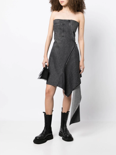 Shop Litkovskaya Asymmetric Denim Dress In Schwarz