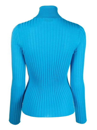 Shop Act N°1 Ribbed Knit Roll Neck Jumper In Blau