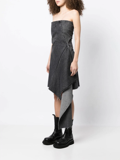 Shop Litkovskaya Asymmetric Denim Dress In Schwarz