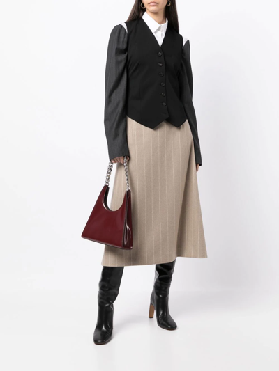 Litkovskaya Pinstripe A-line Skirt In Braun
