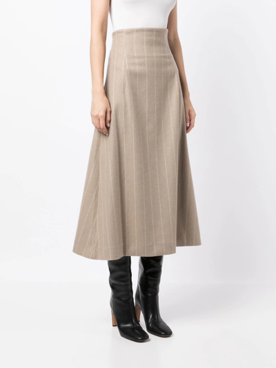 Shop Litkovskaya Pinstripe A-line Skirt In Braun