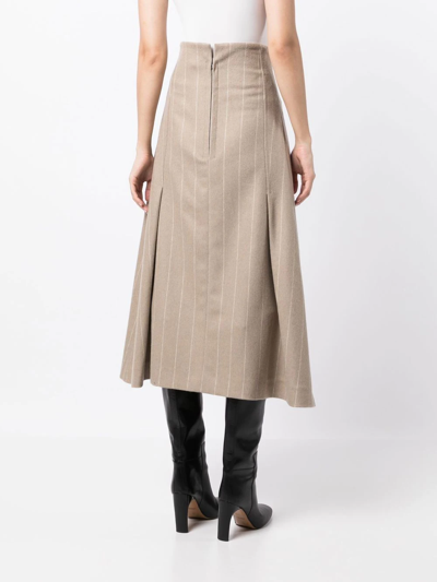 Shop Litkovskaya Pinstripe A-line Skirt In Braun