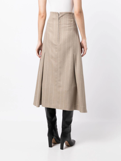 Litkovskaya Pinstripe A-line Skirt In Braun