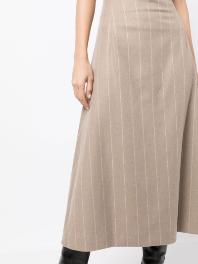 Shop Litkovskaya Pinstripe A-line Skirt In Braun