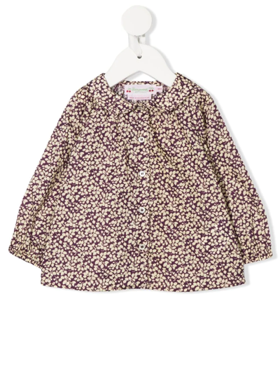 Shop Bonpoint All-over Floral Print Blouse In Nude