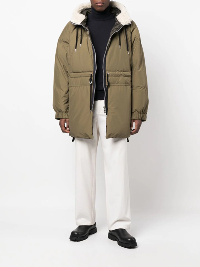 Shop Sacai Hooded Padded Coat In Grün