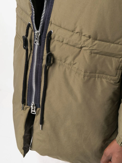 Shop Sacai Hooded Padded Coat In Grün