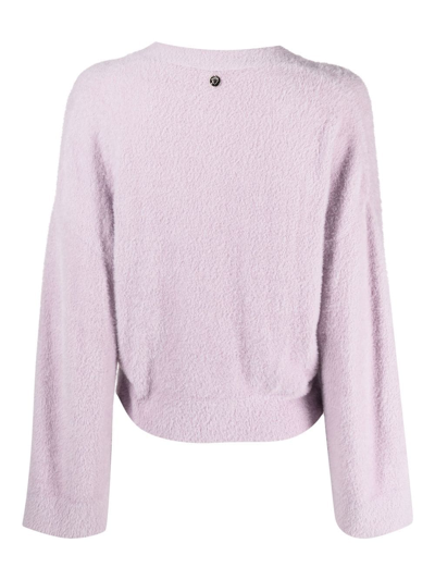 Shop Blugirl Wide-sleeve Knit Cardigan In Violett