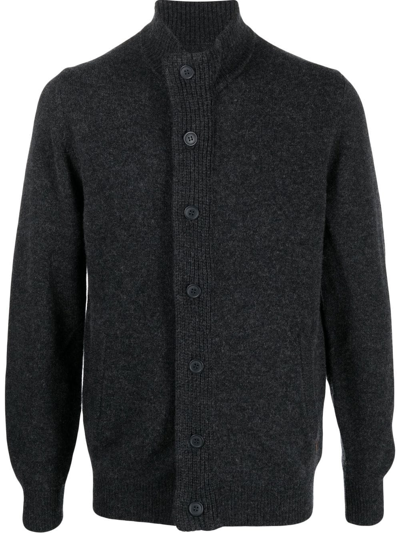 Barbour Essential Patch Zip Through Knitted Sweater Charcoal Marl In Grau