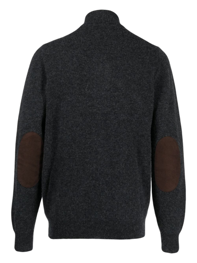 Barbour Essential Patch Zip Through Knitted Sweater Charcoal Marl In Grau
