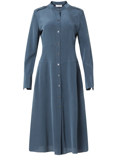 Shop Equipment Silk Shirt Dress In Blue