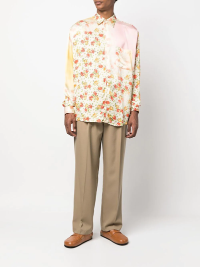 Shop Marni Floral-print Long-sleeve Shirt In Gelb