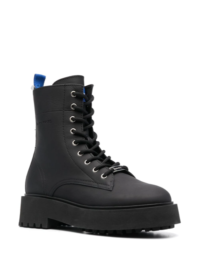 Shop Filling Pieces Lace-up Leather Ankle Boots In Schwarz