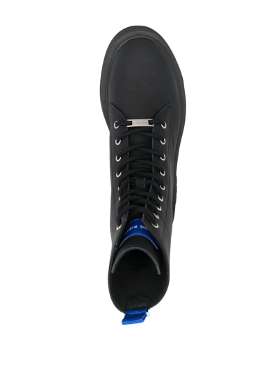 Shop Filling Pieces Lace-up Leather Ankle Boots In Schwarz