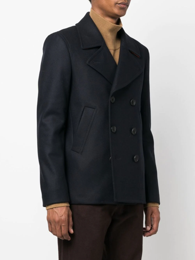 Ps By Paul Smith Double-breasted Fastening Peacoat In Blau