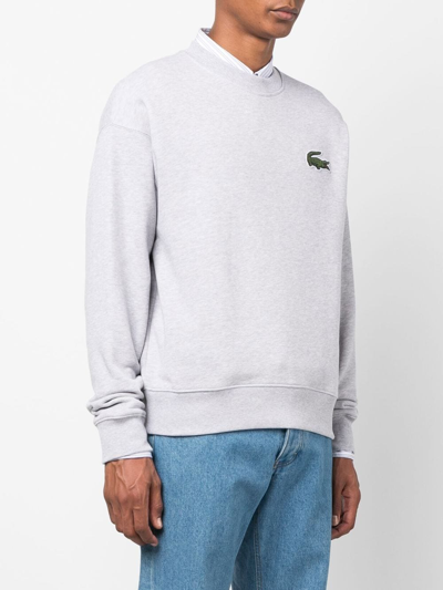 Shop Lacoste Crocodile-patch Crewneck Sweatshirt In Grau