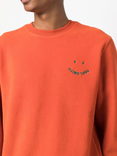Shop Ps By Paul Smith Enbroidered-logo Detail Jumper In Orange