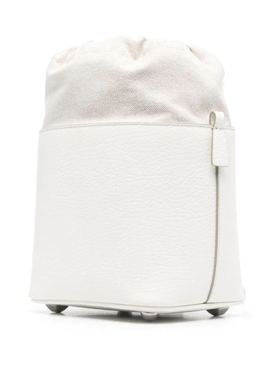 Maison Margiela Chalk Leather And Canvas Mini 5ac Bucket Bag In Weiss