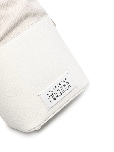 Maison Margiela Chalk Leather And Canvas Mini 5ac Bucket Bag In Weiss