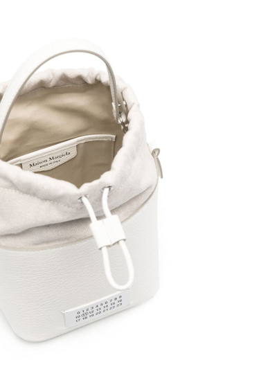 Maison Margiela Chalk Leather And Canvas Mini 5ac Bucket Bag In Weiss