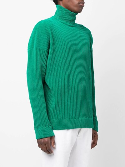 Bonsai Green Chenille Turtleneck In Grün