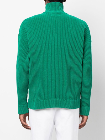 Bonsai Green Chenille Turtleneck In Grün