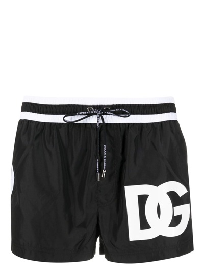 Shop Dolce & Gabbana Logo-print Swim Shorts In Schwarz