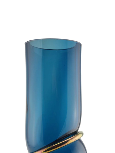 Shop Vanessa Mitrani Double Ring Glass Vase In Blau