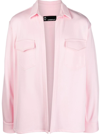 Shop Styland X Notrainproof Open-front Cotton Shirt Jacket In Pink