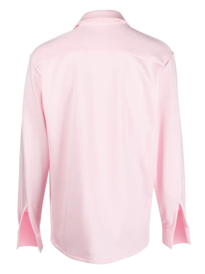 Shop Styland X Notrainproof Open-front Cotton Shirt Jacket In Pink