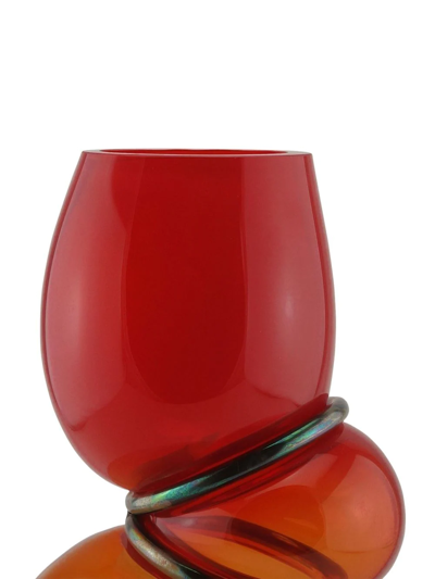 Shop Vanessa Mitrani Double Ring Glass Vase In Rot