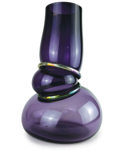 Vanessa Mitrani Double Ring Glass Vase In Violett