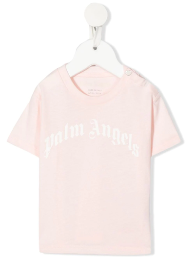 Shop Palm Angels Logo-print Cotton T-shirt In Rosa
