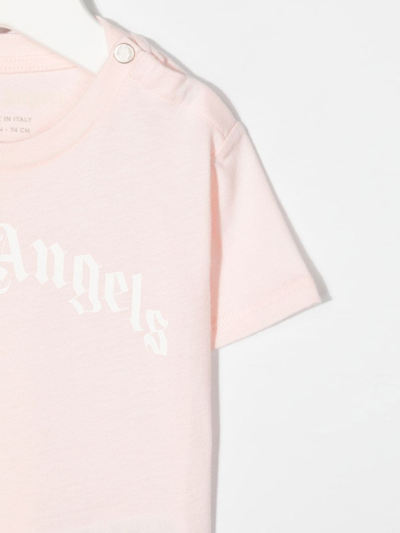Shop Palm Angels Logo-print Cotton T-shirt In Rosa