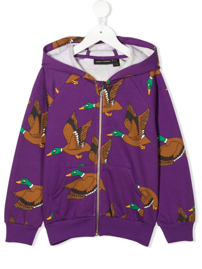 Shop Mini Rodini Ducks Zipped Hoodie In Violett