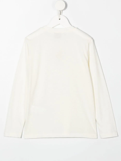 Shop Eleventy Logo-embroidered Long-sleeved T-shirt In Nude