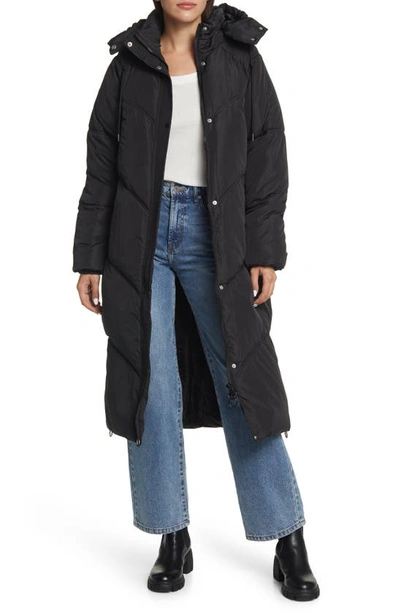 Shop Topshop Longline Puffer Coat In Black