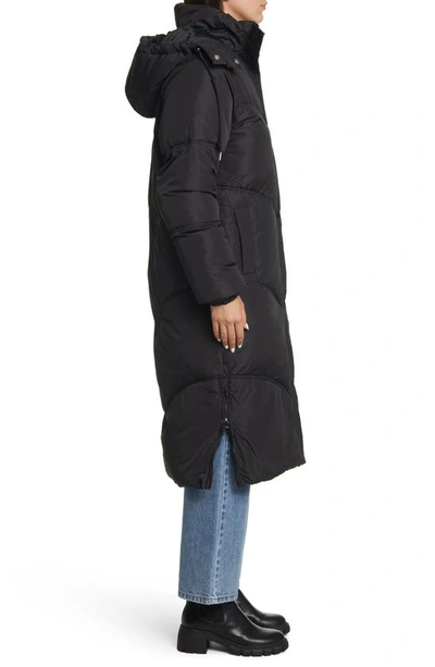 Shop Topshop Longline Puffer Coat In Black