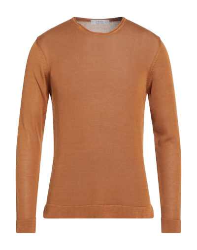 Shop Vneck Man Sweater Camel Size 44 Cotton In Beige