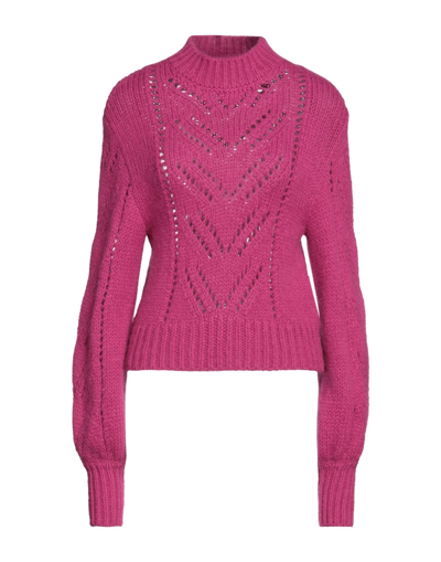 Shop Red Valentino Woman Turtleneck Fuchsia Size L Acrylic, Mohair Wool, Polyamide, Polyester