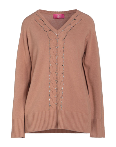 Shop Vdp Club Woman Sweater Camel Size 2 Virgin Wool, Cashmere In Beige