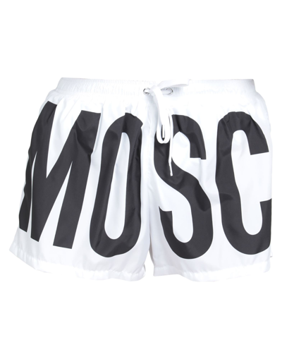 Shop Moschino Man Swim Trunks White Size Xxl Polyester